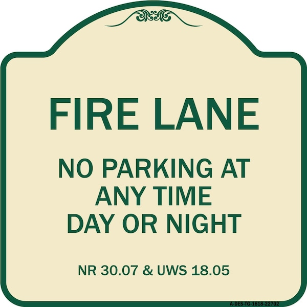 Signmission Wisconsin Fire Lane No Parking Anytime Day or Night Heavy-Gauge Alum Sign, 18" x 18", TG-1818-22702 A-DES-TG-1818-22702 - main